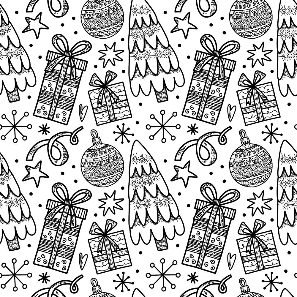 Black and White Christmas Sketches Fat Quarter Bundle