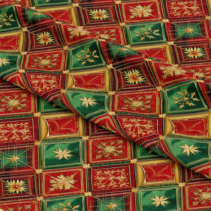 Red Green Gold Christmas Pattern 18 Quilting Cotton Fabric