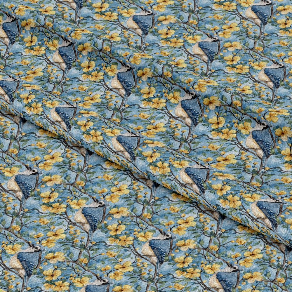 Blue Jay Florals Pattern 4 Quilting Cotton Fabric