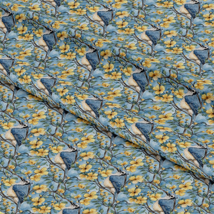 Blue Jay Florals Pattern 4 Quilting Cotton Fabric
