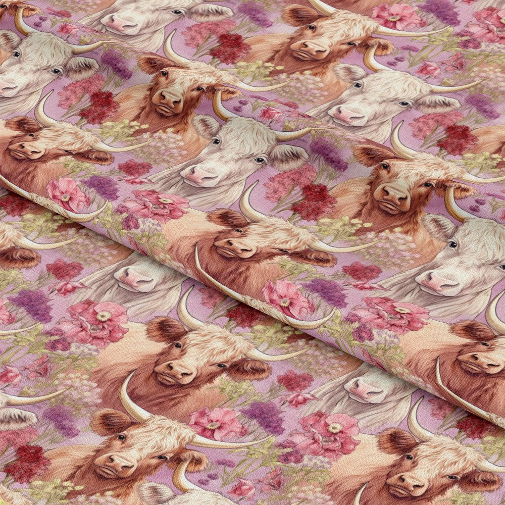 Pretty Highland Cows Pattern 14 Quilting Cotton Fabric