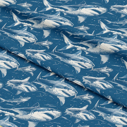 Sharks Circling Pattern 3 Quilting Cotton Fabric