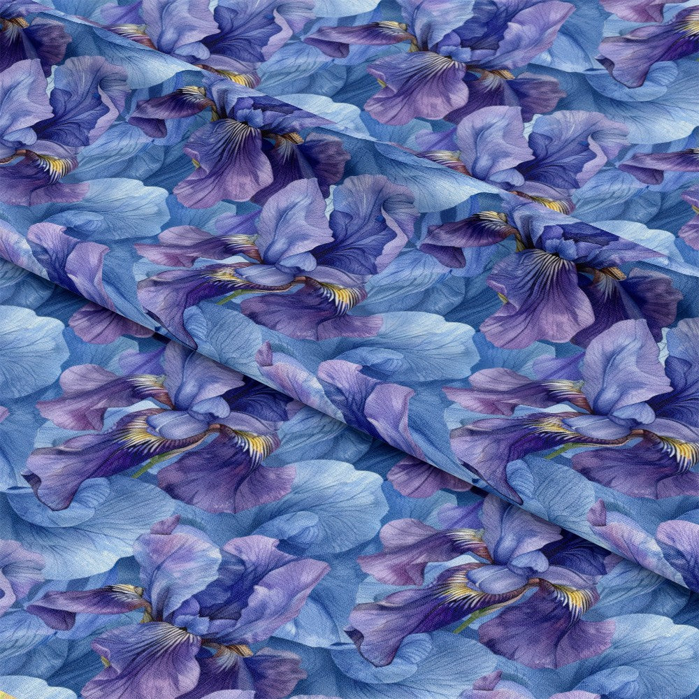 Iris Bloom Floral Pattern 2 Quilting Cotton Fabric