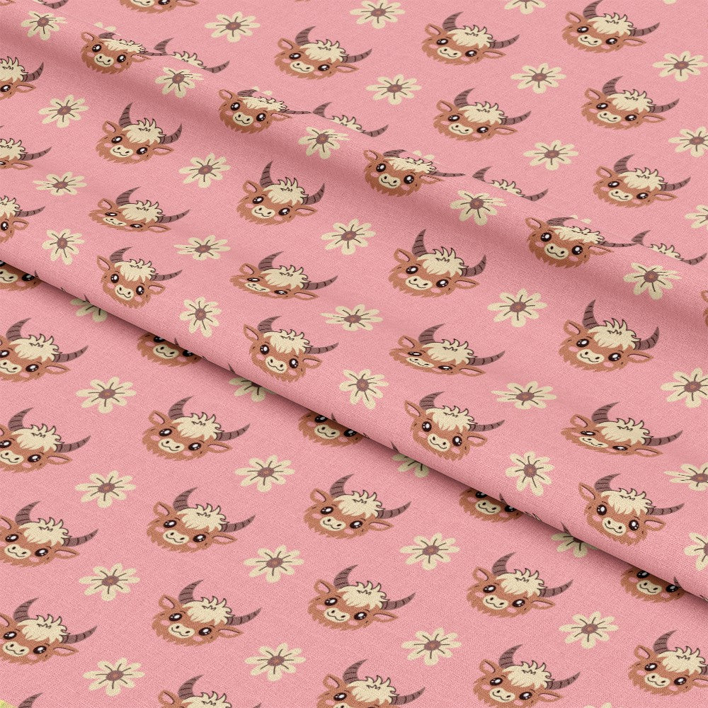 Cute Baby Highland Cows Pattern 7 Quilting Cotton Fabric