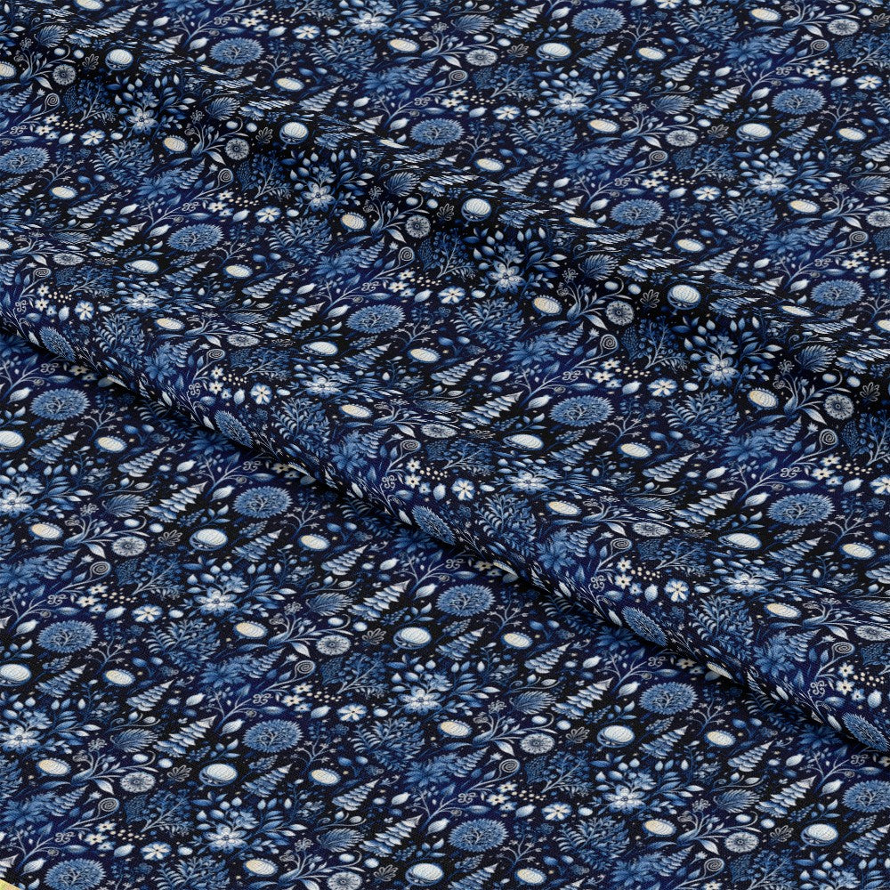 Delft Blue Winter Pattern 5 Quilting Cotton Fabric