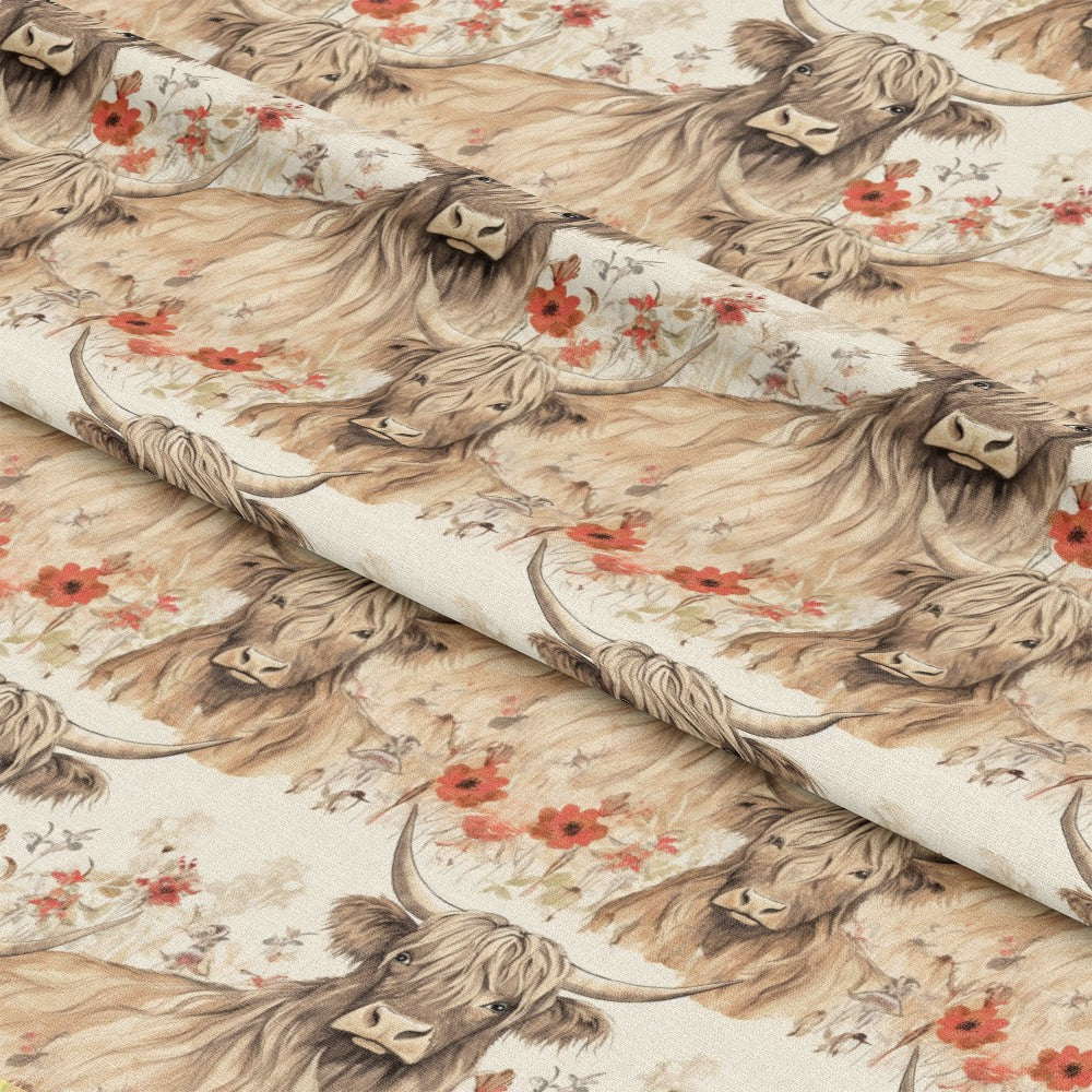 Highland Cows on the Farm Pattern 11 Quilting Cotton Fabric