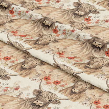 Highland Cows on the Farm Pattern 11 Quilting Cotton Fabric