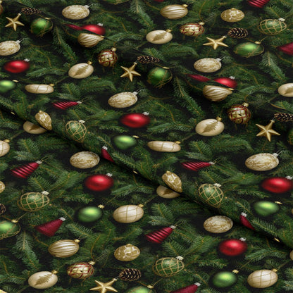 Realistic Christmas Ornaments Pattern 2 Quilting Cotton Fabric