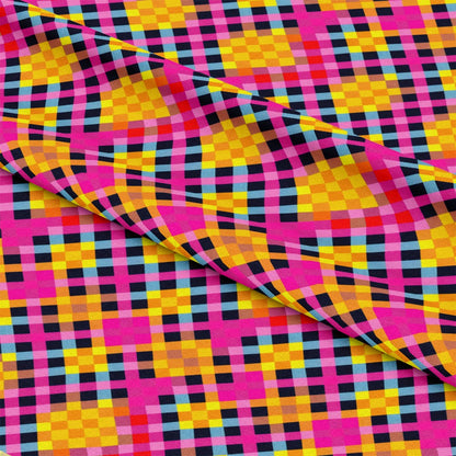 Neon Gingham Pattern 16 Quilting Cotton Fabric