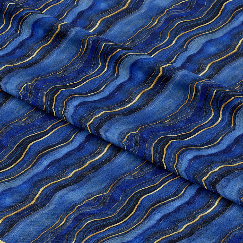 Royal Blue and Gold Agate Pattern 14 Quilting Cotton Fabric
