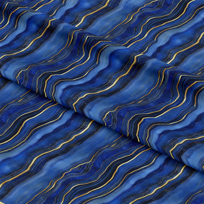 Royal Blue and Gold Agate Pattern 14 Quilting Cotton Fabric
