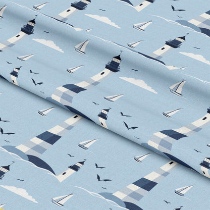 Lighthouse and Sailboats Pattern 13 Quilting Cotton Fabric