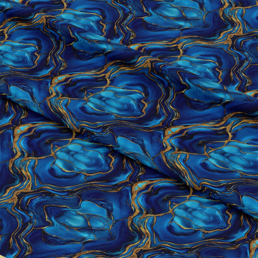 Royal Blue and Gold Agate Pattern 13 Quilting Cotton Fabric