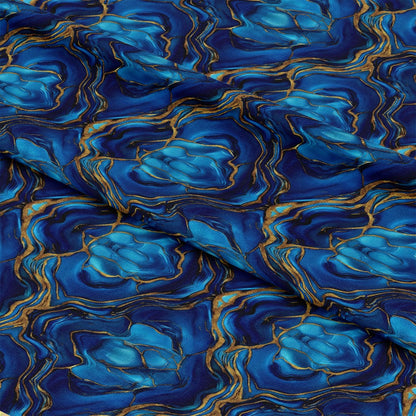 Royal Blue and Gold Agate Pattern 13 Quilting Cotton Fabric