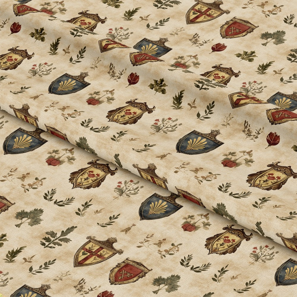 Rustic German Banners and Shields Pattern 10 Quilting Cotton Fabric