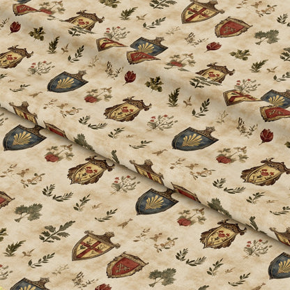 Rustic German Banners and Shields Pattern 10 Quilting Cotton Fabric