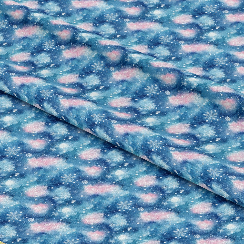 Watercolor Blue Christmas Pattern 1 Quilting Cotton Fabric