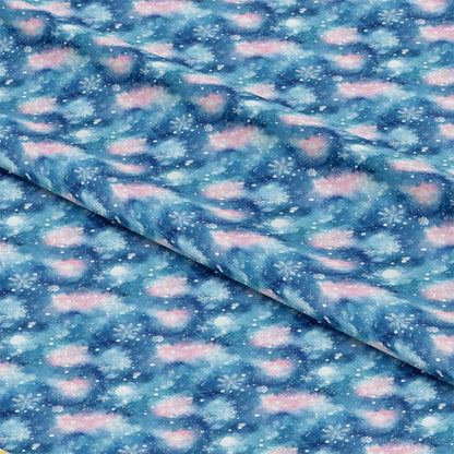 Watercolor Blue Christmas Pattern 1 Quilting Cotton Fabric