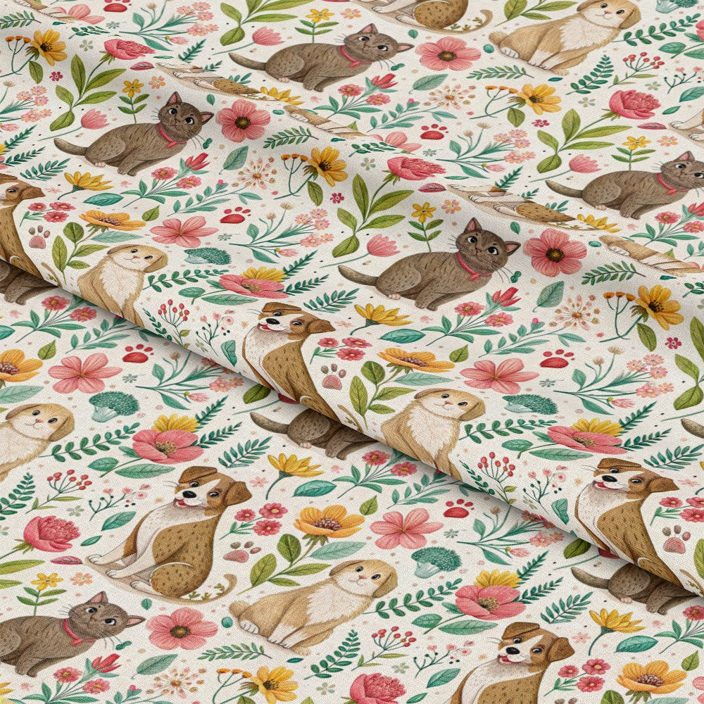 Heart and Paw Prints Pattern 3 Quilting Cotton Fabric