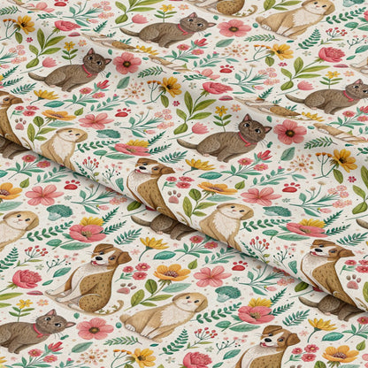 Heart and Paw Prints Pattern 3 Quilting Cotton Fabric
