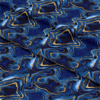 Royal Blue and Gold Agate Pattern 8 Quilting Cotton Fabric