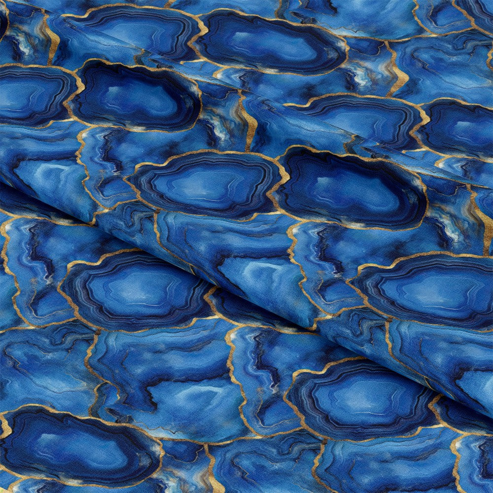 Royal Blue and Gold Agate Pattern 18 Quilting Cotton Fabric
