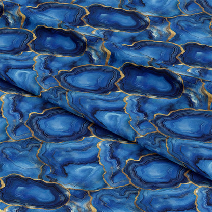 Royal Blue and Gold Agate Pattern 18 Quilting Cotton Fabric