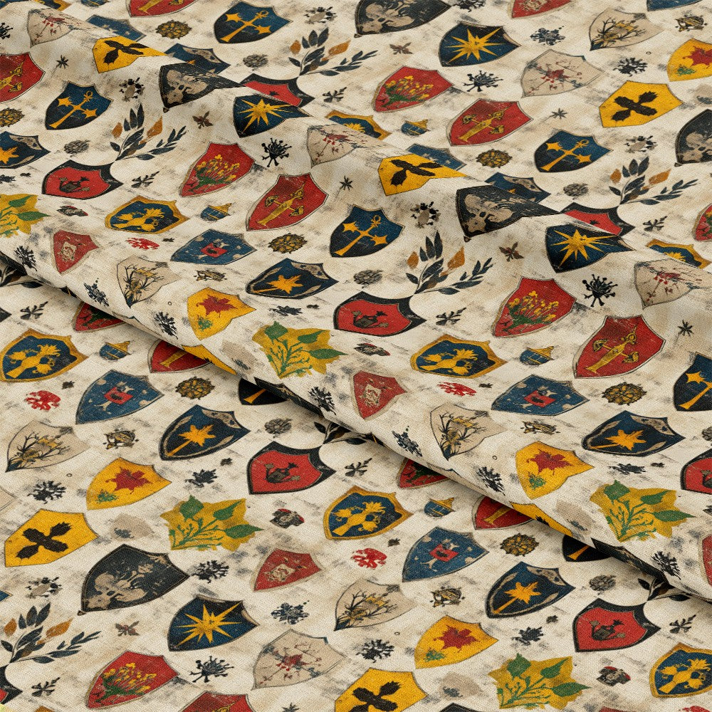 Rustic German Banners and Shields Pattern 6 Quilting Cotton Fabric