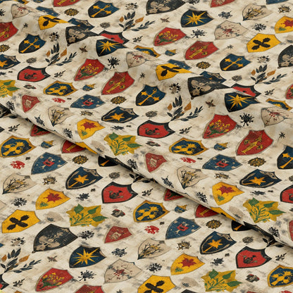 Rustic German Banners and Shields Pattern 6 Quilting Cotton Fabric