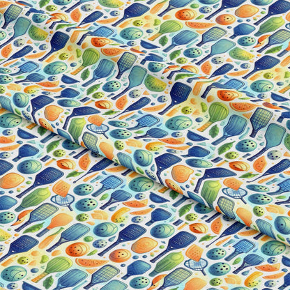 Watercolor Pickleball Pattern 10 Quilting Cotton Fabric
