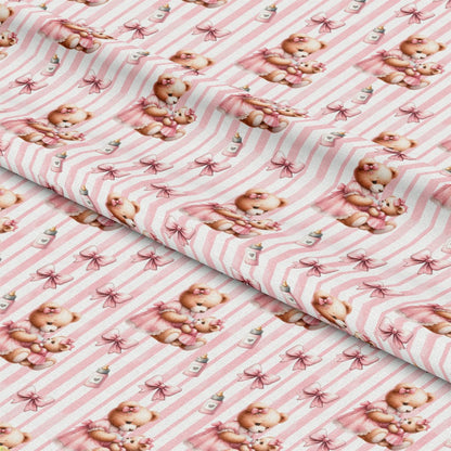 Pink Baby Teddy Bears Pattern 1 Quilting Cotton Fabric