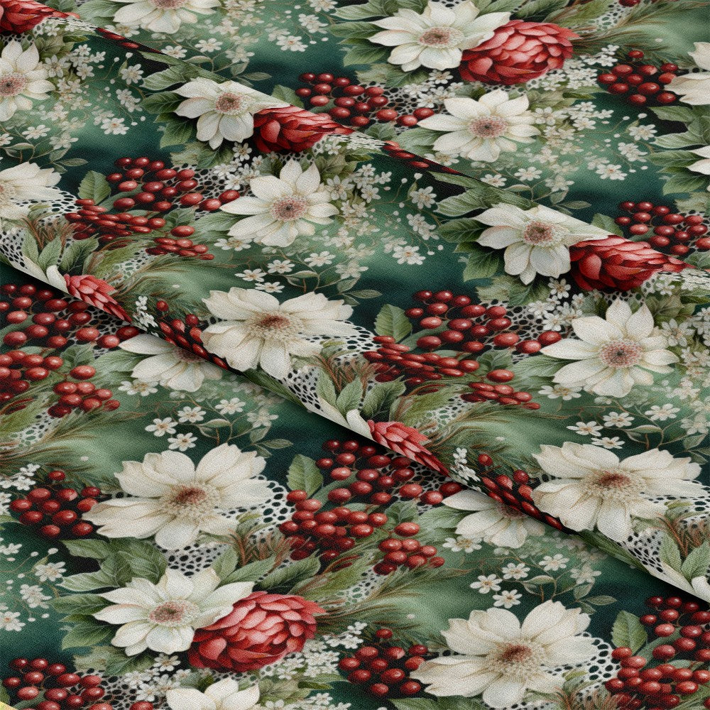 Christmas Florals Pattern 19 Quilting Cotton Fabric