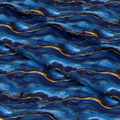 Royal Blue and Gold Agate Pattern 2 Quilting Cotton Fabric