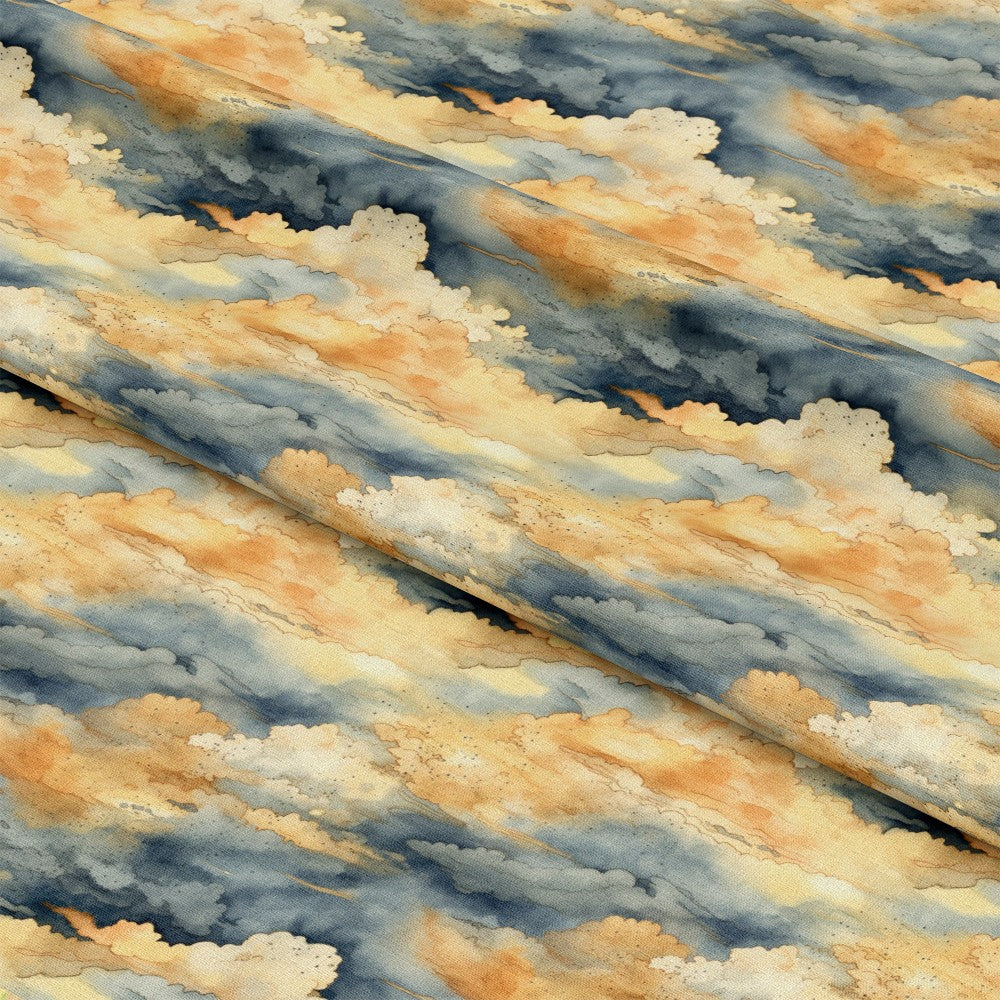 - Sunset Skies Pattern 8 Quilting Cotton Fabric  
- clouds  
- sky  
- soft orange  
- beige  
- light blue  
- navy  
- textured  
- cotton  
- quilting  
- natural tones  
- fabric yardage