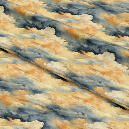 - Sunset Skies Pattern 8 Quilting Cotton Fabric  
- clouds  
- sky  
- soft orange  
- beige  
- light blue  
- navy  
- textured  
- cotton  
- quilting  
- natural tones  
- fabric yardage