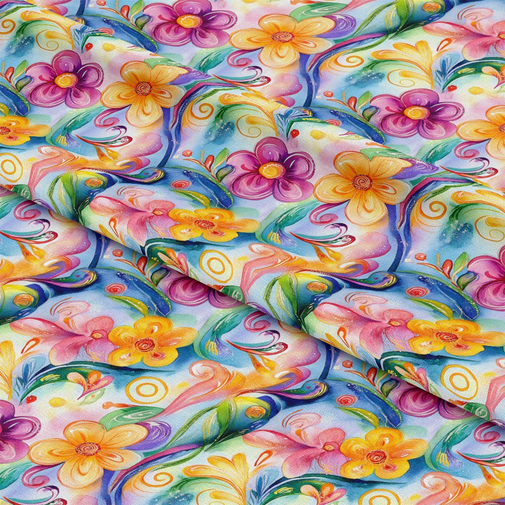 Vibrant Abstract Floral Art Pattern 9 Quilting Cotton Fabric