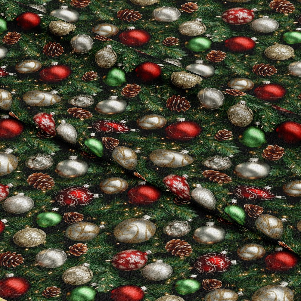 Realistic Christmas Ornaments Pattern 6 Quilting Cotton Fabric