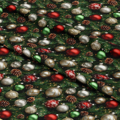 Realistic Christmas Ornaments Pattern 6 Quilting Cotton Fabric