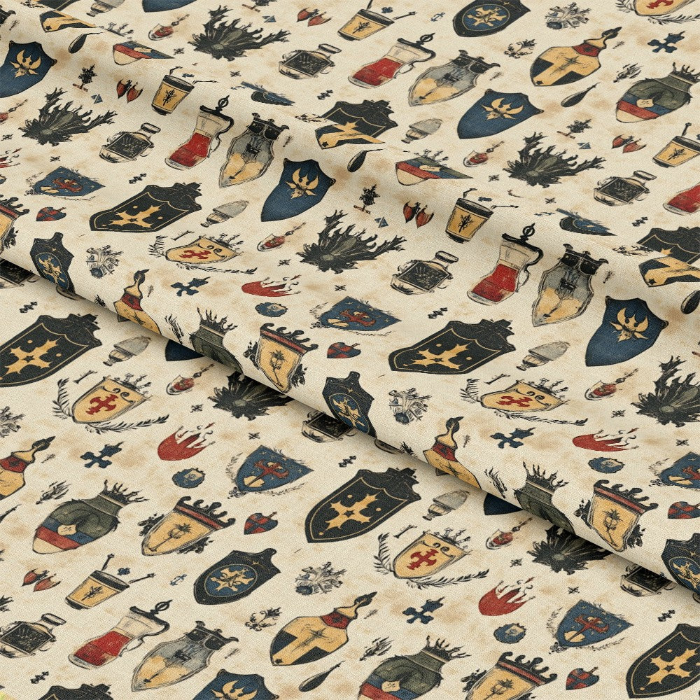 Rustic German Banners and Shields Pattern 11 Quilting Cotton Fabric