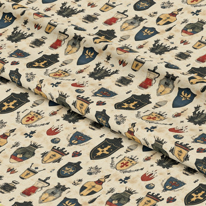 Rustic German Banners and Shields Pattern 11 Quilting Cotton Fabric