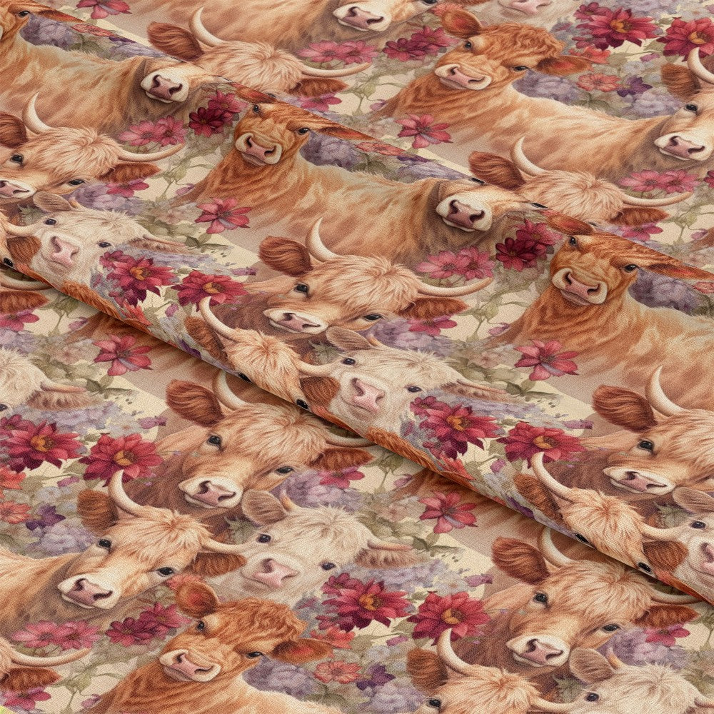 Pretty Highland Cows Pattern 18 Quilting Cotton Fabric