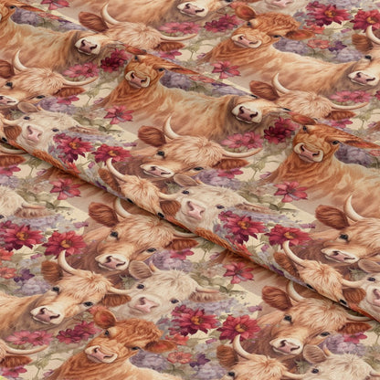 Pretty Highland Cows Pattern 18 Quilting Cotton Fabric