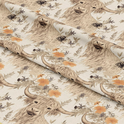 Highland Cows on the Farm Pattern 5 Quilting Cotton Fabric