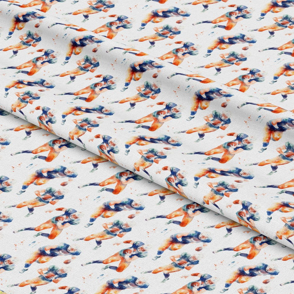 Watercolor Football Pattern 11 Quilting Cotton Fabric