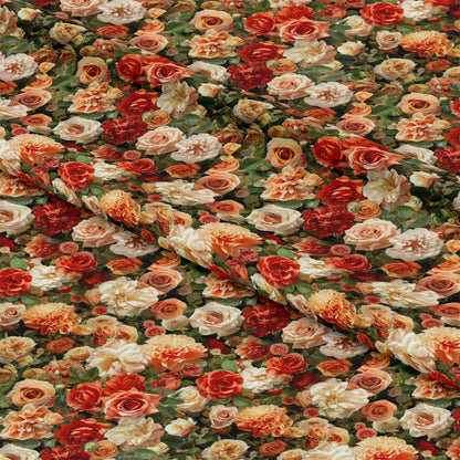 Realistic Flower Patch Pattern 12 Quilting Cotton Fabric