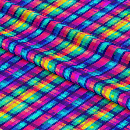 Neon Gingham Pattern 6 Quilting Cotton Fabric