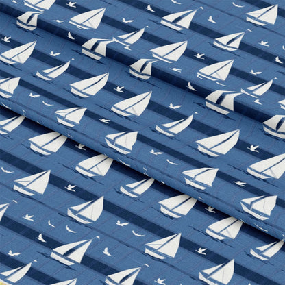 Blue Sailboat Pattern 4 Quilting Cotton Fabric