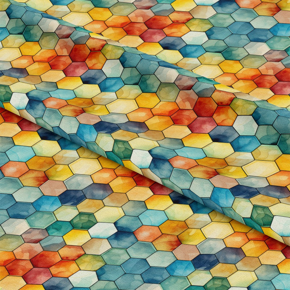 Watercolor Honeycomb Pattern 9 Quilting Cotton Fabric