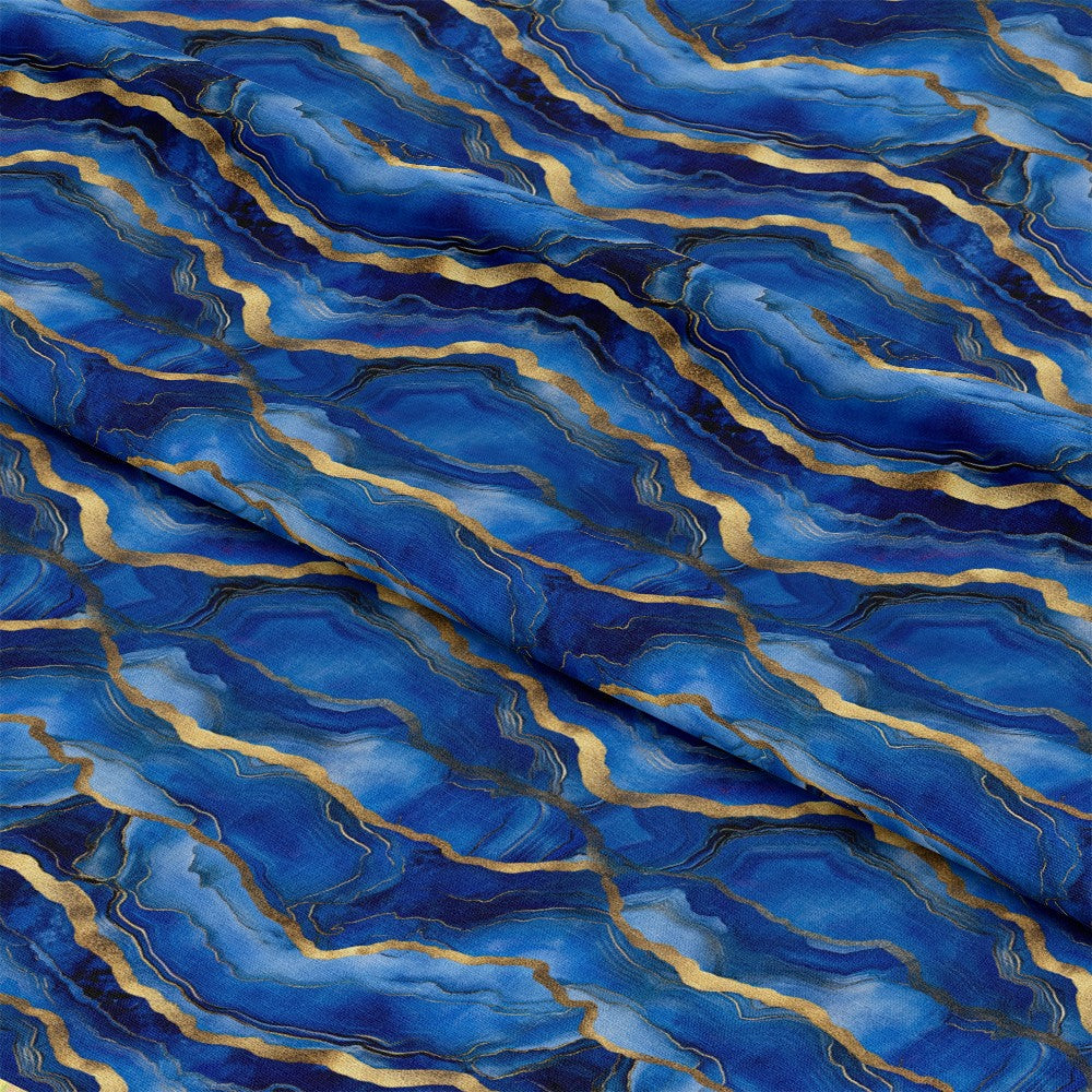Royal Blue and Gold Agate Pattern 9 Quilting Cotton Fabric