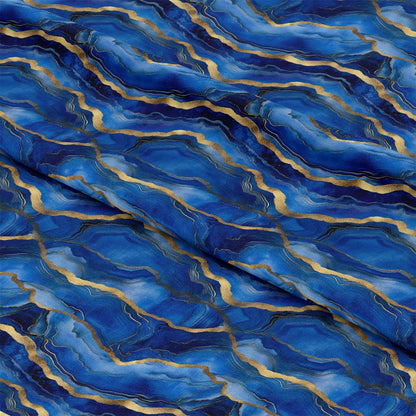 Royal Blue and Gold Agate Pattern 9 Quilting Cotton Fabric